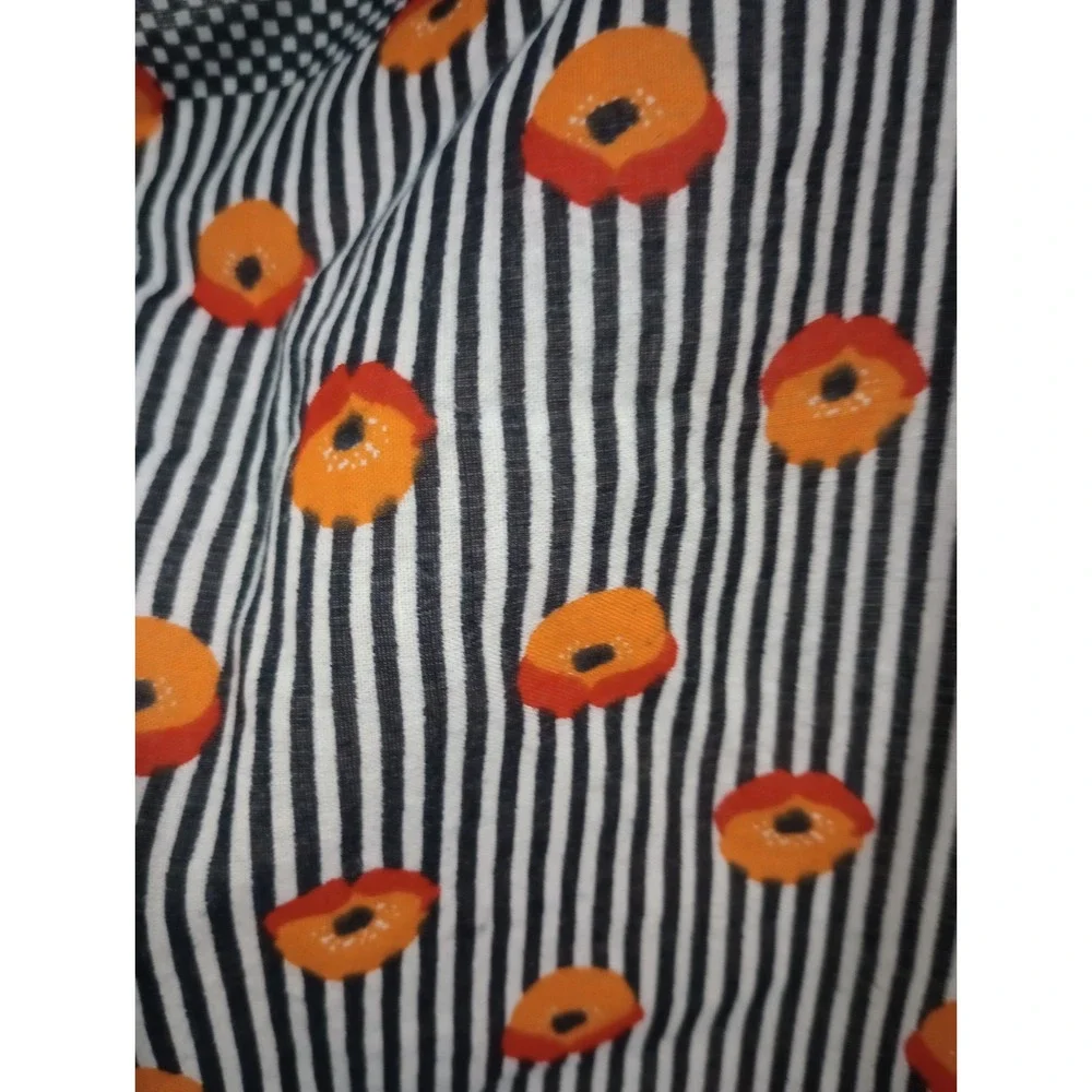 Vintage Sheer‎ Black White Stripe Floral Chiffon Scarf 19